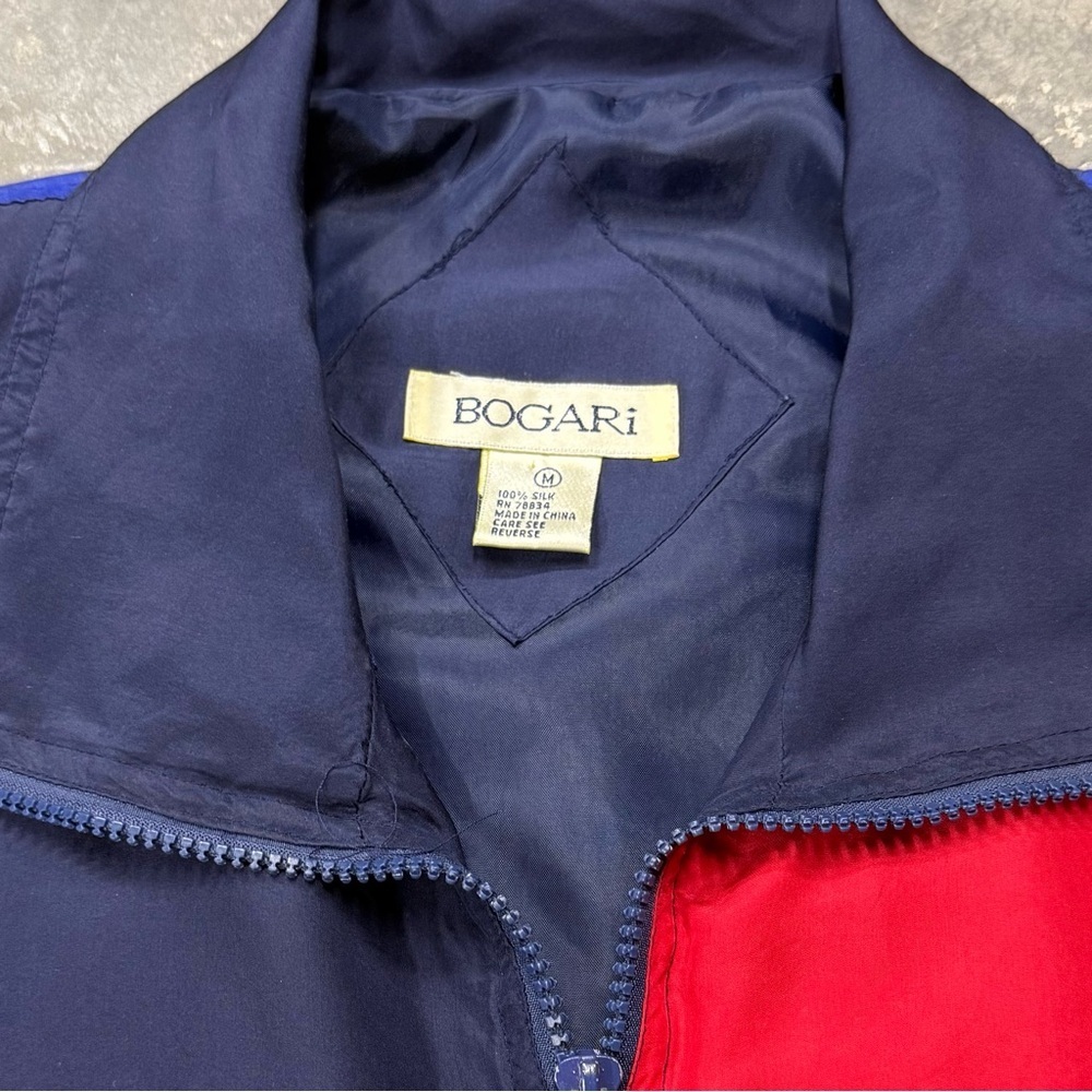 Vintage Bogari Silk Colorblock Full Zip Jacket Windbreaker - Picture 6 of 8